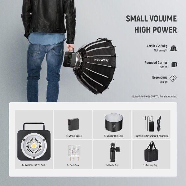 Q4 400W Akülü Flaş + QPRO-C Tetikleyici