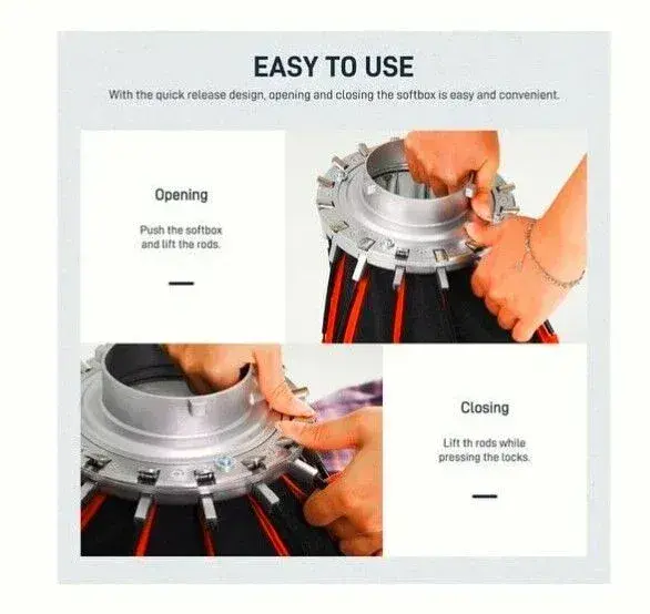 GVM 90cm Kolay Kurulum Gridli Parabolik Softbox