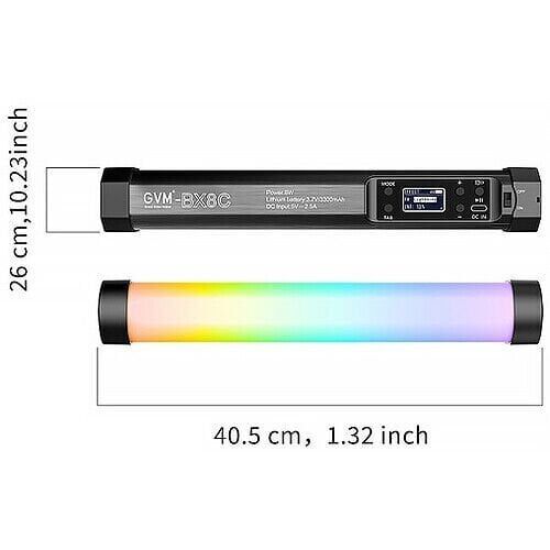 GVM BX8C RGB 30cm 8W Dahili Akülü LED Tüp Işık