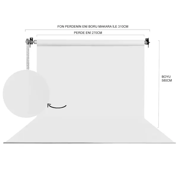 Fotexon 270X580 cm Beyaz Fon Perde Seti