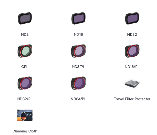 DJI OSMO POCKET 3 - ALL DAY - 8PACK ND8, ND16, ND32, CPL ND8/PL, ND16/PL, ND32/PL, AND ND64/PL