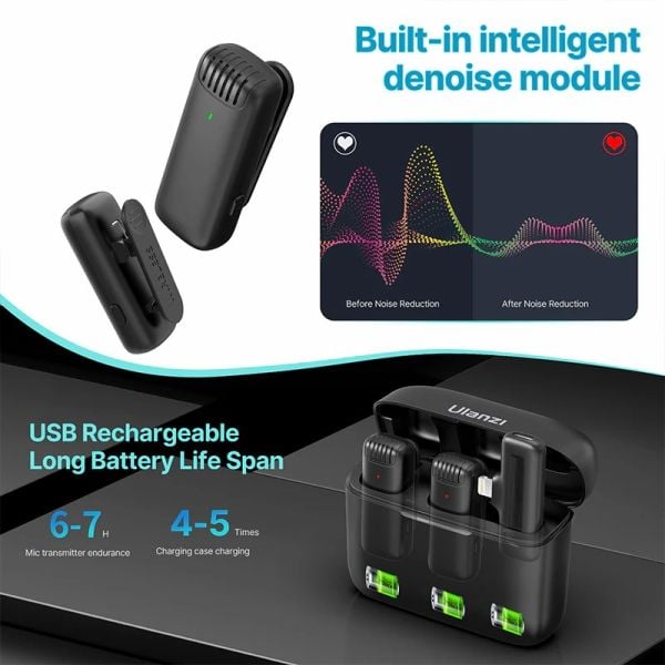 Ulanzi J12 Kablosuz İkili Yaka Mikrofonu Lightning (iPhone)