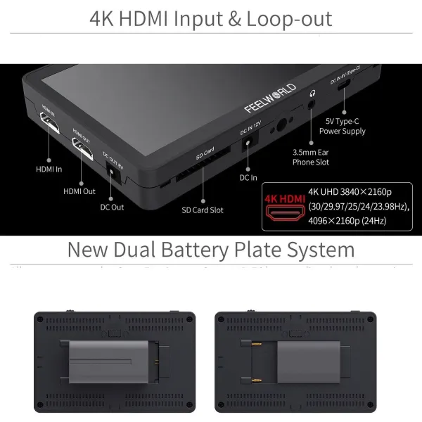 FEELWORLD F6 PLUS 6 inç 3D LUT Kamera Monitörü