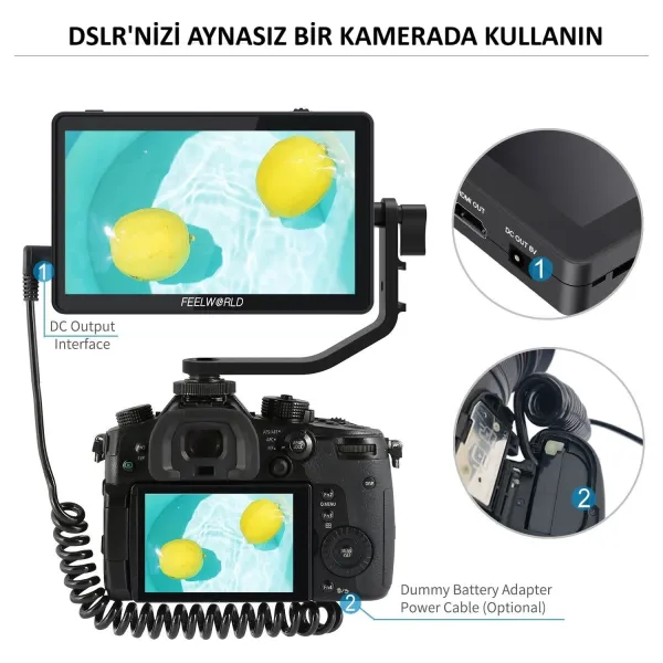 FEELWORLD F6 PLUS 6 inç 3D LUT Kamera Monitörü